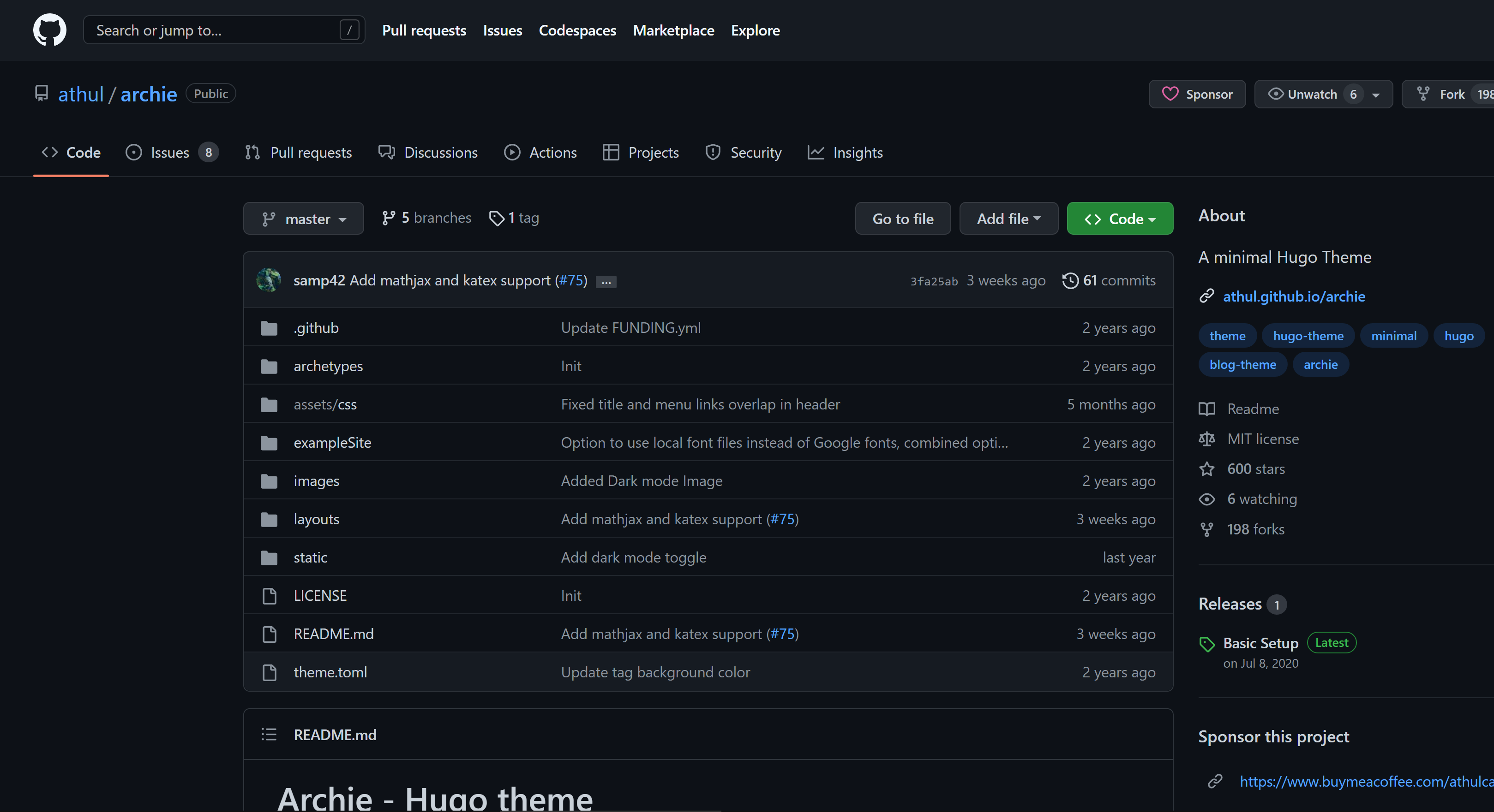 Archie Theme GitHub repository